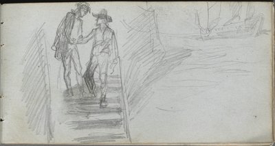 Sketchbook, sayfa 64: Bir Merdivendeki Figürler. by Jean Louis Ernest Meissonier