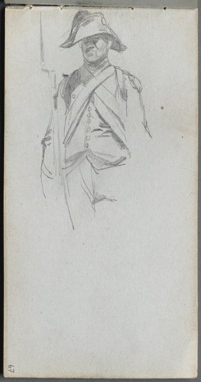 Sketchbook, sayfa 67: Bir Askerin Çalışması. by Jean Louis Ernest Meissonier