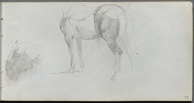 Sketchbook, sayfa 73: Study of a Horse, profil. by Jean Louis Ernest Meissonier