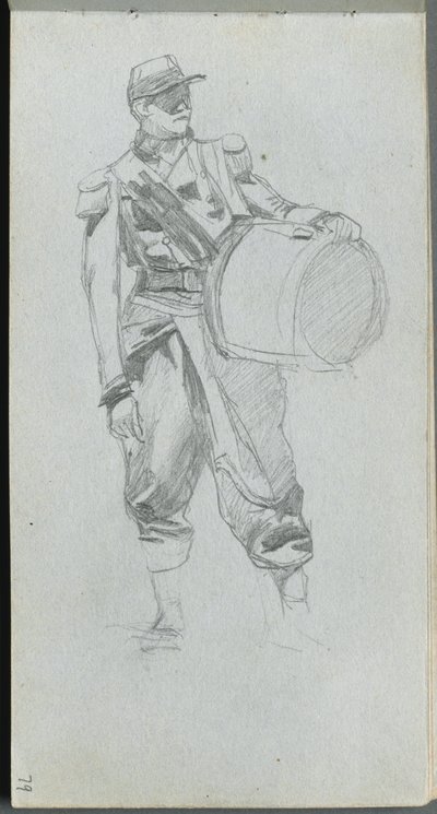 Eskiz defteri, sayfa 79: Davullu Asker. by Jean Louis Ernest Meissonier