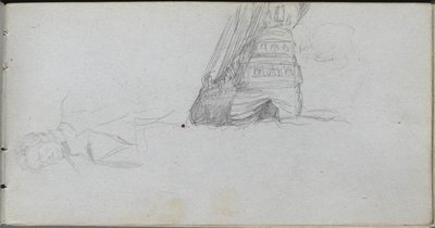 Sketchbook, sayfa 84: Figür Çalışması, Bir Geminin Çalışması. by Jean Louis Ernest Meissonier