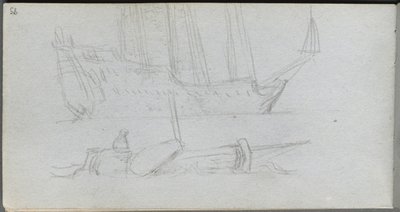 Sketchbook, sayfa 85: Bir Gemi ve Şamandıra Çalışması by Ernest Meissonier
