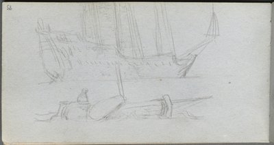 Sketchbook, sayfa 85: Bir Gemi ve Şamandıra Çalışması. by Jean Louis Ernest Meissonier