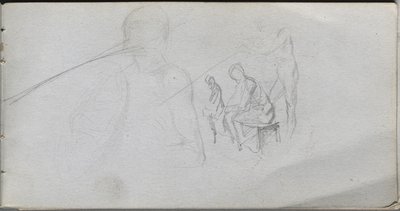Sketchbook, sayfa 98: Figürlerin İncelenmesi. by Jean Louis Ernest Meissonier