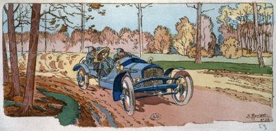 Georges Sizaire, Coupe des Voiturettes'de kendi ürettiği arabasında by Ernest Montaut