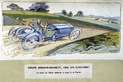 Yarış: Gordon Bennett Kupası (Gordon-Bennett) 1905 - Ernest Montaut (1878-1909) tarafından çizim. by Ernest Montaut