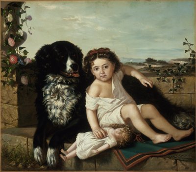 Köpekli Bir Kızın Portresi, 1879 by Ernest Narjot