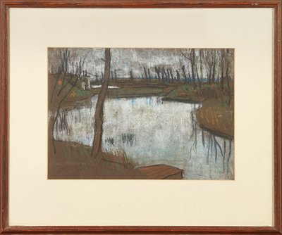 Lille Köprüsü ve Batı Hendeği (kahverengi kağıt üzerine pastel) by Ernest Procter