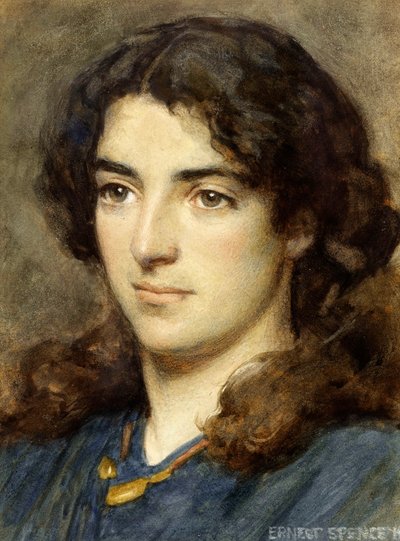 Bir Kızın Başı, 1910 (kağıt üzerinde wc) by Ernest Spence