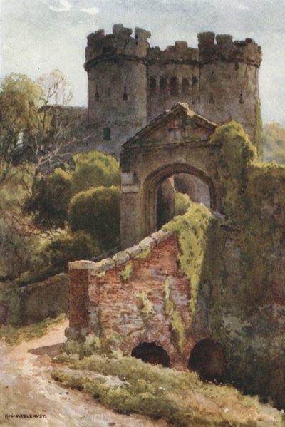 Carisbrooke Kalesi (renkli taş) by Ernest William Haslehust