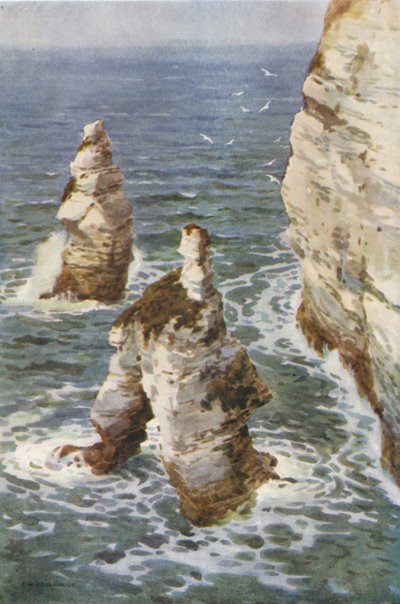 Flamborough: Kral ve Kraliçe Kayaları (renkli taş) by Ernest William Haslehust