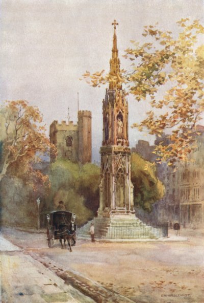 Şehitler Anıtı ve St. Giles (renkli taş) by Ernest William Haslehust