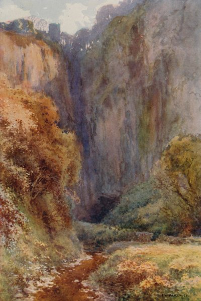 Peak Cavern Gorge, Castleton (renkli taş) by Ernest William Haslehust