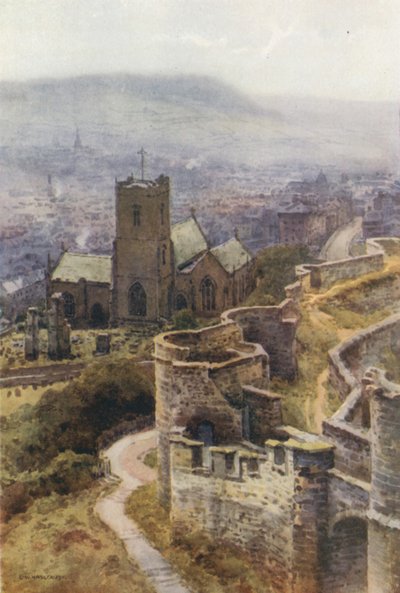 Kale Duvarlarından St. Mary Kilisesi (renkli taş) by Ernest William Haslehust