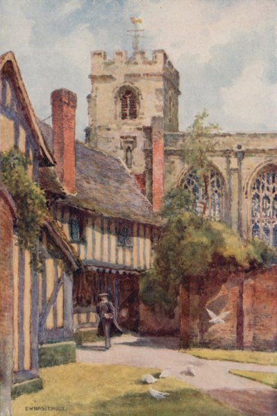 Gramer Okulu ve Lonca Şapeli, Stratford-on-Avon (renkli taş) by Ernest William Haslehust