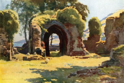 Lindores Manastırı Harabeleri (renkli taş) by Ernest William Haslehust
