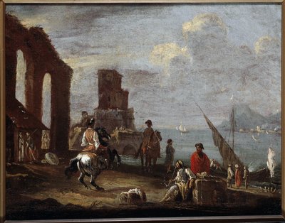 Denize yakın harabelerle manzara Tablo Ernesto Monsu Daret (17. yüzyıl) Güneş 40x50 cm Genes, Musei di Strada Nuova (eski Palazzo Bianco) by Ernest called Monsu Ernesto Daret