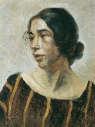Bayan çizgili elbise by Ernestine von Hüttenbrenner