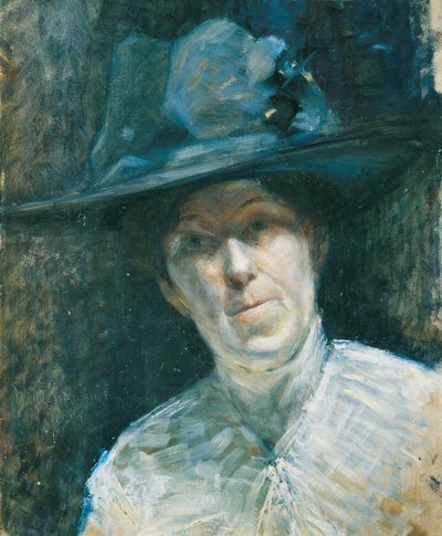 Bayan mavi şapkalı by Ernestine von Hüttenbrenner