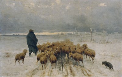 Geri dönen koyun sürüsü by Ernst Adolph Meissner