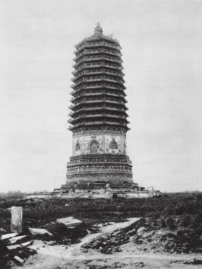 Pekin, Palichuang, Chihli, Pallchuang köyündeki Pagoda (b/w fotoğraf) by Ernst Boerschmann