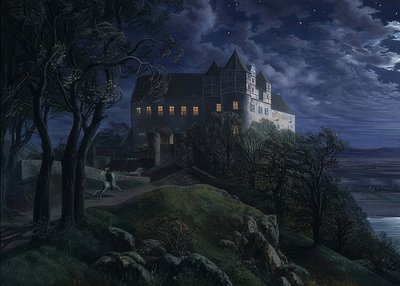 Geceleri Scharfenberg Kalesi. 1827 by Ernst Ferdinand Oehme