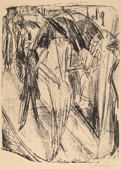 Yağmurdaki Kadın, 1914. by Ernst Ludwig Kirchner
