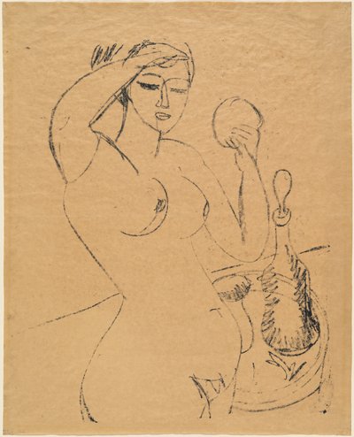 Tuvaletindeki Çıplak Kız, 1912. by Ernst Ludwig Kirchner