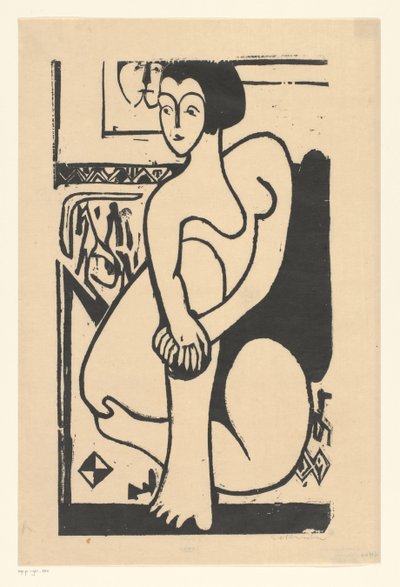 çıplak oturmak by Ernst Ludwig Kirchner (signed by artist)