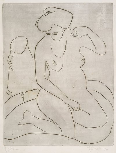 Küvette kolye ile çıplak. 1909 by Ernst Ludwig Kirchner