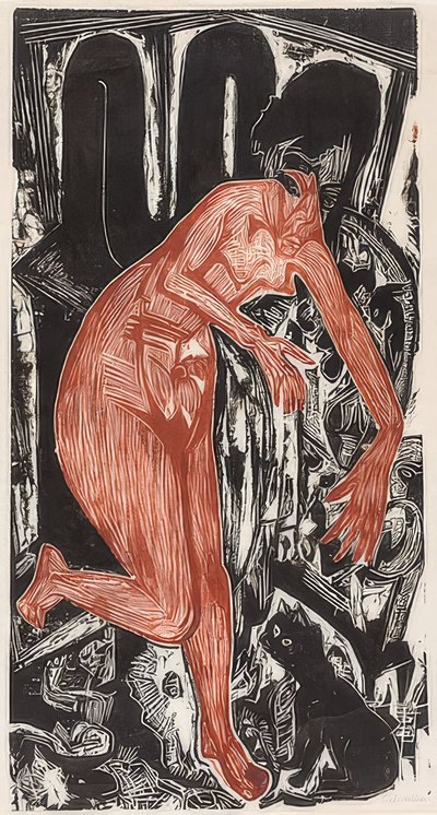 Ocakta yıkanan kadın. 1919 by Ernst Ludwig Kirchner