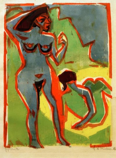 Banyo yapan kadınlar (Moritzburg) by Ernst Ludwig Kirchner
