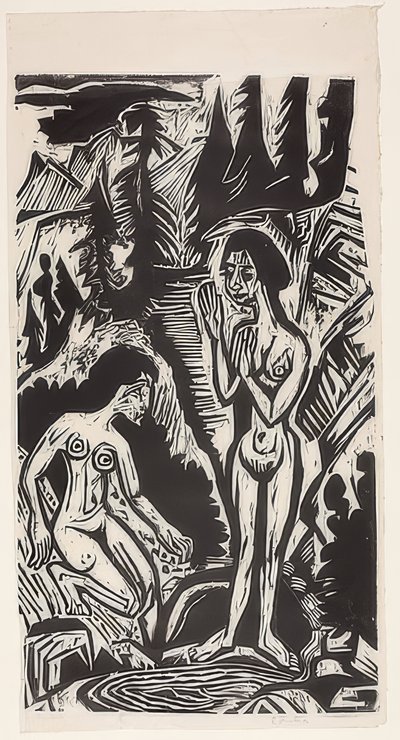 Kayalarda yıkananlar. 1921 by Ernst Ludwig Kirchner