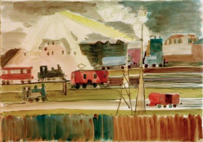 Güneş batarken tren istasyonu by Ernst Ludwig Kirchner