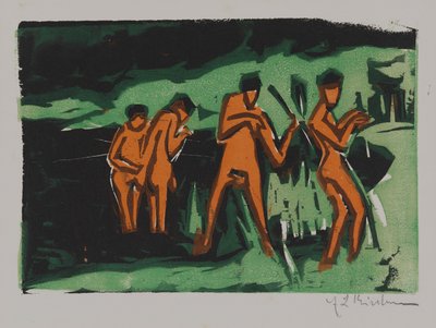 Yıkananlar sazlık fırlatıyor by Ernst Ludwig Kirchner