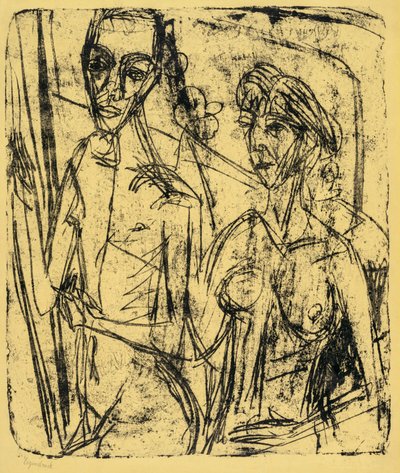 Odada Çift, Çıplak Adam Kadınla by Ernst Ludwig Kirchner