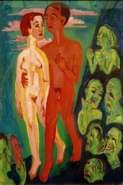 İnsanların önünde çift by Ernst Ludwig Kirchner