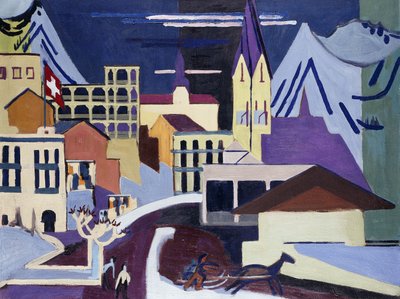 Davos-Platz Tren İstasyonu; Davos-Platz, tren istasyonunda, 1931 by Ernst Ludwig Kirchner