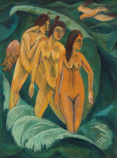 Üç banyocu. 1913 by Ernst Ludwig Kirchner