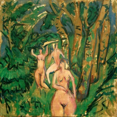 Ormanda üç çıplak by Ernst Ludwig Kirchner