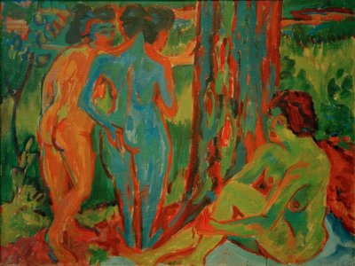 Ormanda üç çıplak by Ernst Ludwig Kirchner
