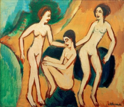 Sahilde üç yüzücü by Ernst Ludwig Kirchner