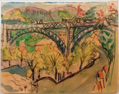 E.L. Kirchner, demiryolu köprüsü / 1916 by Ernst Ludwig Kirchner
