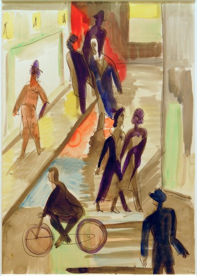 E.L. Kirchner, bisikletli sokak sahnesi by Ernst Ludwig Kirchner