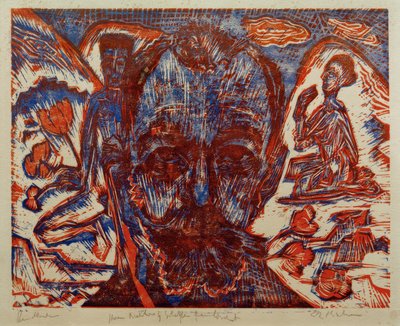 Ferdinand Hodler / Hodlerkopf / Farbholzschnitt v. E.L.Kirchner by Ernst Ludwig Kirchner