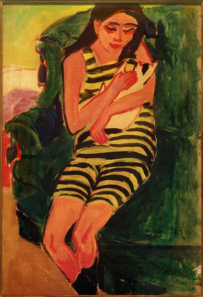 kedi ile Franzi by Ernst Ludwig Kirchner