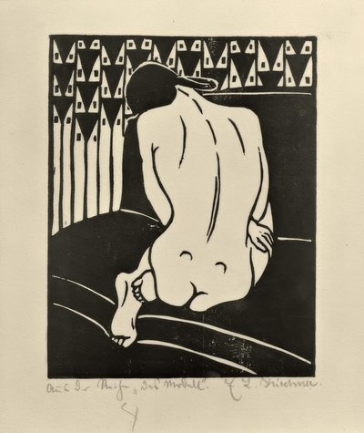 Arkadan görülen çömelme hareketi by Ernst Ludwig Kirchner