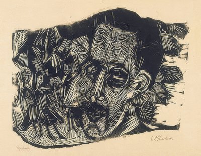 Baş Dr. Ludwig Binswanger ve küçük kızlar. 1917/18 by Ernst Ludwig Kirchner