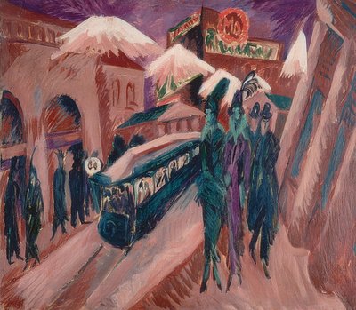 Elektrikli tren ile Leipziger Strasse. 1914 by Ernst Ludwig Kirchner