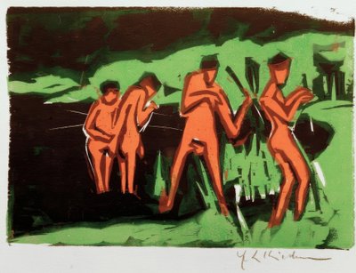Banyo yapanlar saz fırlatıyor by Ernst Ludwig Kirchner
